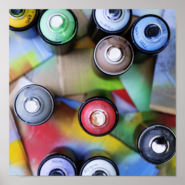 Colourful Spraycans Poster (Front)