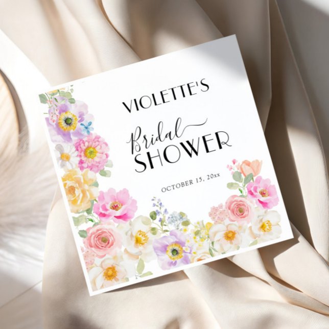 Colourful Spring Blossom Floral Bridal Shower Napkin (Creator Uploaded)