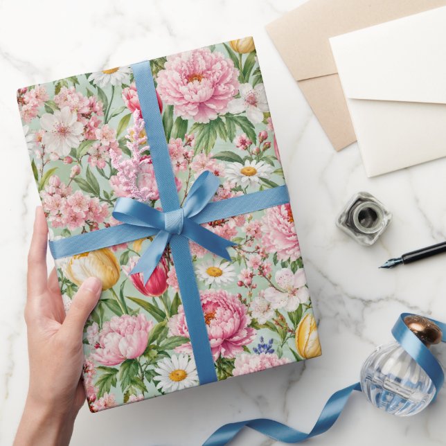 Colourful Spring Blossom Illustration Wrapping Paper (Gifting)
