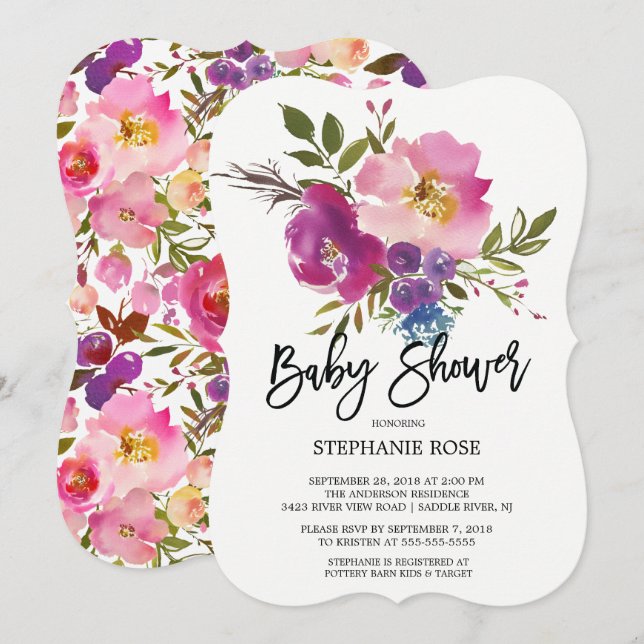 Colourful Spring Bouquet Baby Shower Invitation (Front/Back)