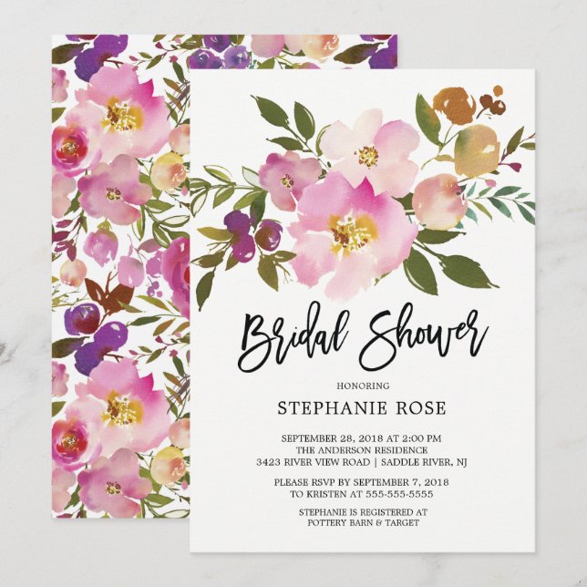 Colourful Spring Bouquet Bridal Shower Invitation (Front/Back)