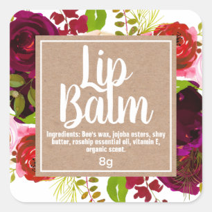 Colourful Spring Bouquet Kraft Lip Balm Tube Label