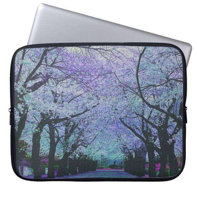 Colourful Spring Cherry Tree Blossom Landscape Laptop Sleeve (Front)