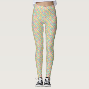 Colourful spring/Easter vintage patchwork quilt Leggings