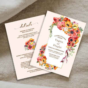 Colourful Spring Floral All In One Wedding Invitation