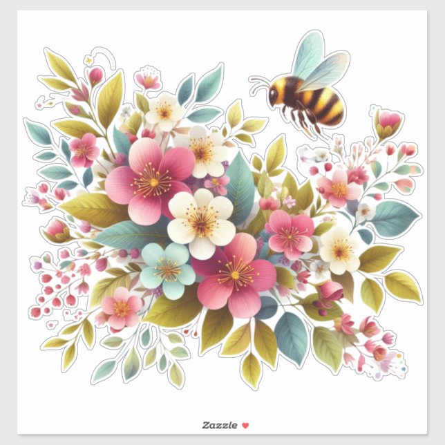 Colourful, Spring/Floral bee (Sheet)