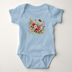Colourful, Spring/Floral bee Baby Bodysuit