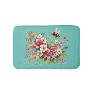 Colourful, Spring/Floral bee Bath Mat
