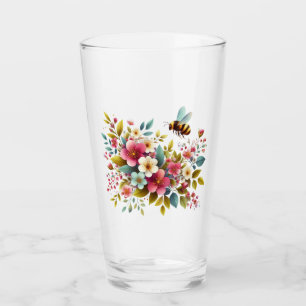 Colourful, Spring/Floral bee Glass