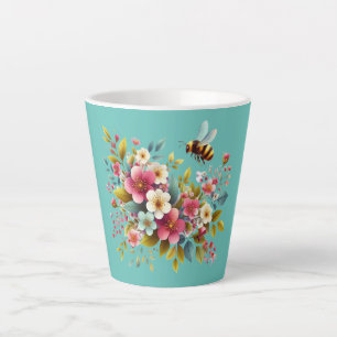 Colourful, Spring/Floral bee Latte Mug