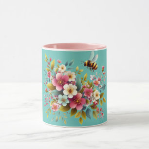 Colourful, Spring/Floral bee Mug