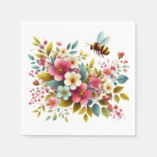 Colourful, Spring/Floral bee Napkin