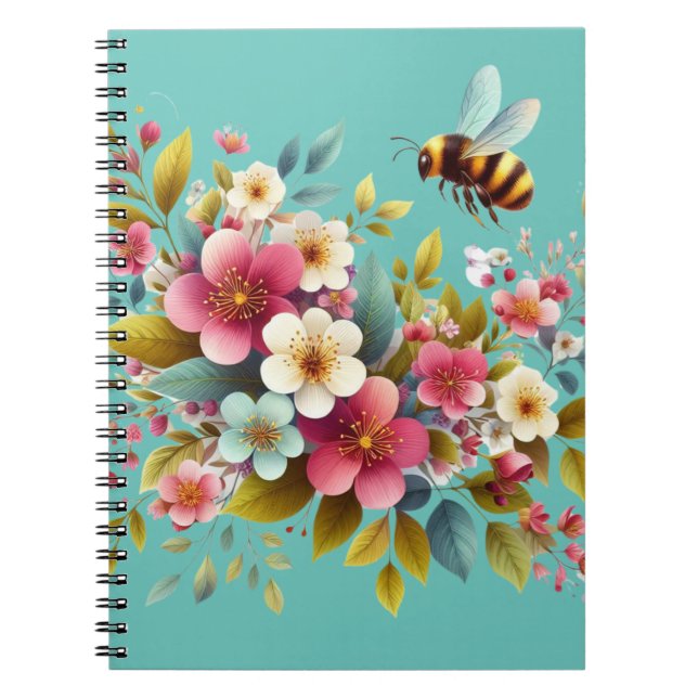 Colourful, Spring/Floral bee Notebook (Front)