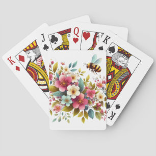 Colourful, Spring/Floral bee Playing Cards
