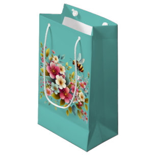Colourful, Spring/Floral bee Small Gift Bag