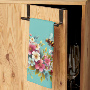 Colourful, Spring/Floral bee Tea Towel