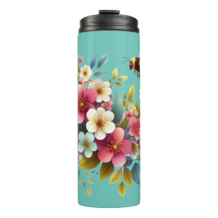 Colourful, Spring/Floral bee Thermal Tumbler