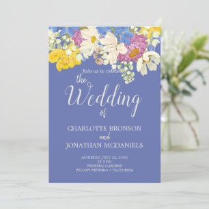 Colourful Spring Floral Bouquet Wedding Invitation