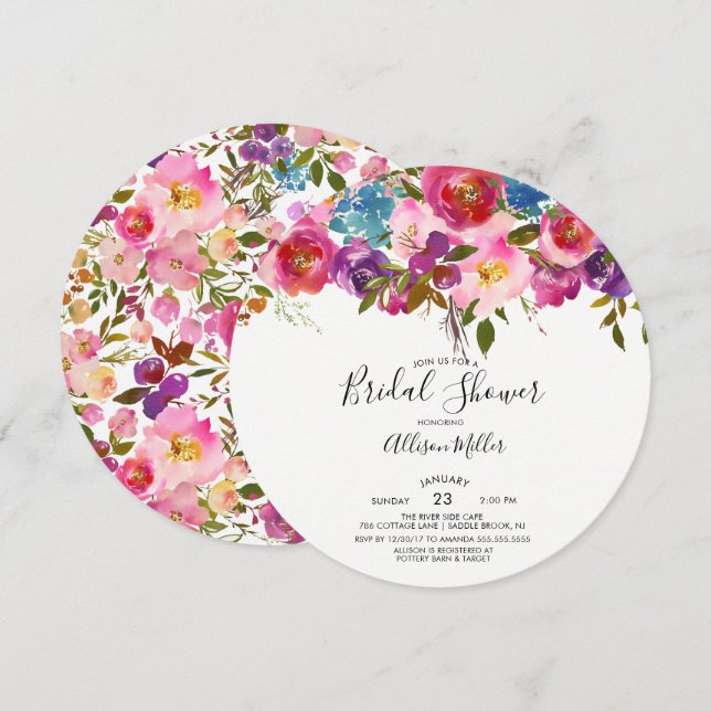 Colourful Spring Floral Bridal Shower Invitation (Front/Back)