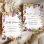 Colourful Spring Floral Bridal Shower  Invitation<br><div class="desc">Colourful & elegant calligraphy spring flower & wildflower bridal shower invitation.</div>