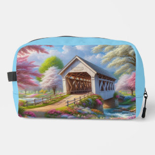 Colourful spring/floral covered bridge & river dopp kit
