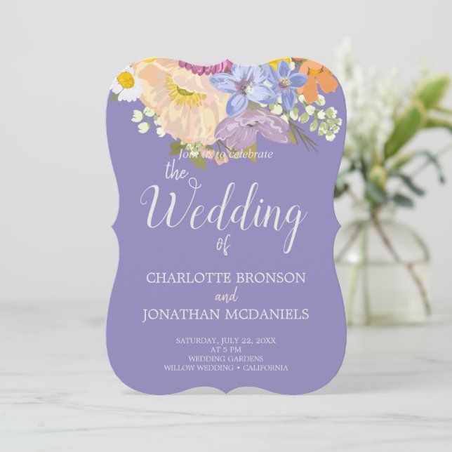 Colourful Spring Floral Garden Wedding Invitation (Standing Front)