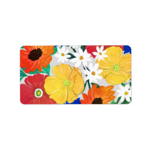 Colourful Spring Floral Hand Paint Girly Design Label