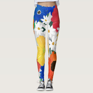 Colourful Spring Floral Hand Paint Girly Design Leggings