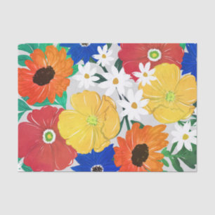 Colourful Spring Floral Hand Paint Girly Design Tissue Paper