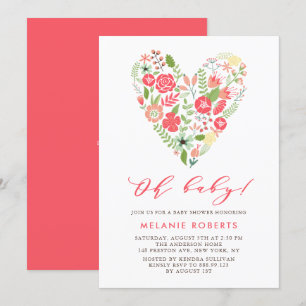 Colourful Spring Floral Heart Cluster Baby Shower Invitation