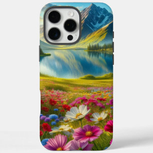 Colourful spring/floral mountain lake iPhone 16 pro max case