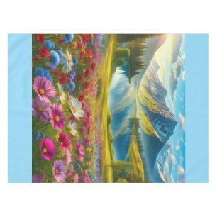 Colourful spring/floral mountain lake tablecloth