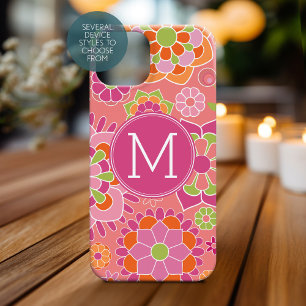 Colourful Spring Floral Pattern Custom Monogram Case-Mate iPhone 14 Case