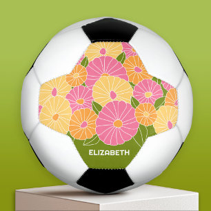 Colourful Spring Floral Pattern Custom Monogram Football