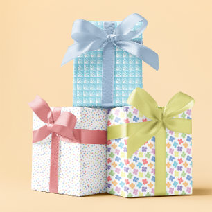Colourful Spring Floral Polka Dot Pastel Wrapping Paper Sheet