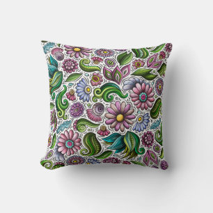 Colourful Spring Floral Square Throw Pillow Cover