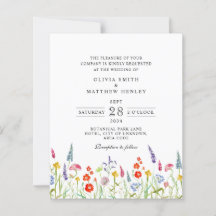 Colourful spring floral wedding Invitation
