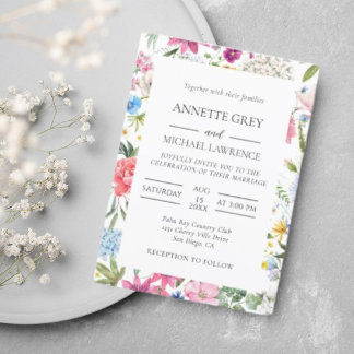  Colourful spring Floral Wedding Invitation