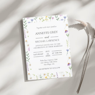  Colourful spring Floral Wedding Invitation