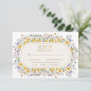 Colourful Spring Floral Wildflower Garden Wedding RSVP Card