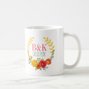 Colourful Spring Floral Wreath- Save The Date Coffee Mug