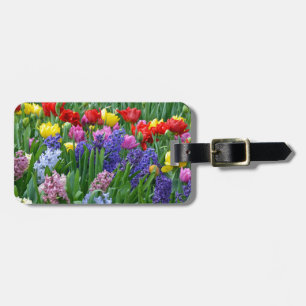 Colourful spring flower garden luggage tag