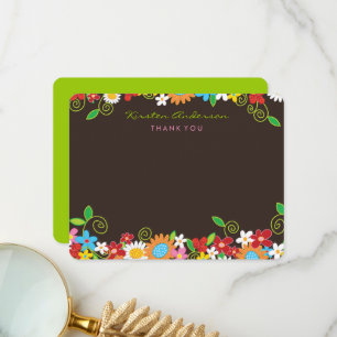Colourful Spring Flower Garden Modern Bridal Showe Thank You Card
