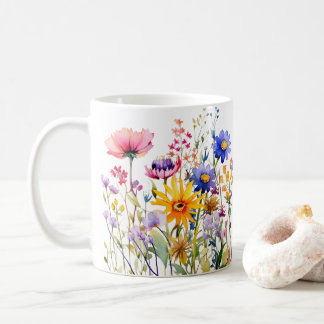 Colourful Spring Flower Watercolor Pattern Coffee Mug