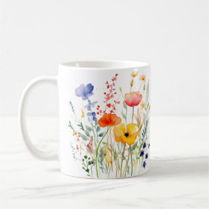 Colourful Spring Flower Watercolor Pattern Coffee Mug