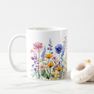 Colourful Spring Flower Watercolor Pattern Coffee Mug