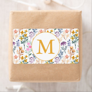 Colourful Spring Flower Watercolor Pattern Monogra