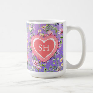 Colourful Spring Flower Watercolor Pattern Monogra Coffee Mug