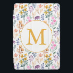 Colourful Spring Flower Watercolor Pattern Monogra iPad Pro Cover<br><div class="desc">Personalised Colourful Spring Garden Flower Watercolor Pattern Monogram Tablet Case</div>
