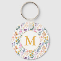 Colourful Spring Flower Watercolor Pattern Monogra